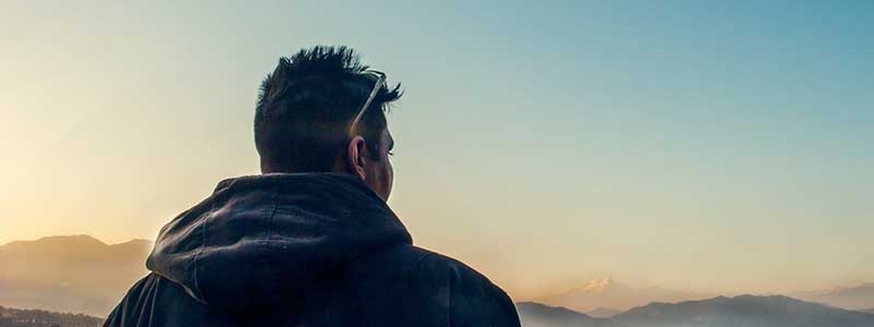 sunset thinking person