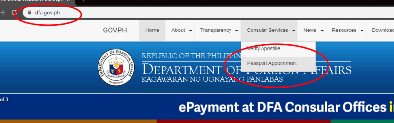 dfa website passport appointment
