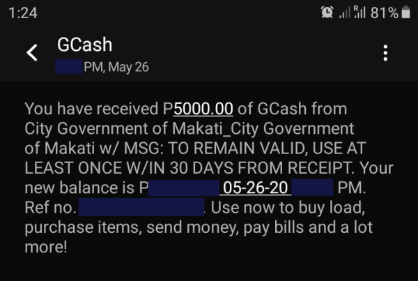received gcash